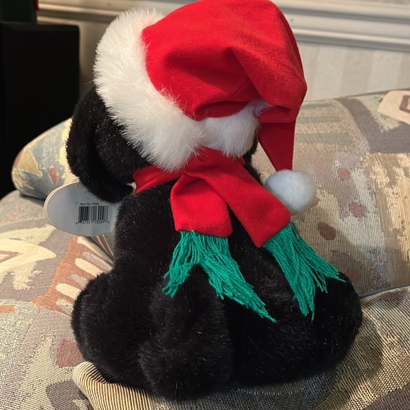 Stuffed black lab with scarf and holiday hat with tags - Picture 3 of 7